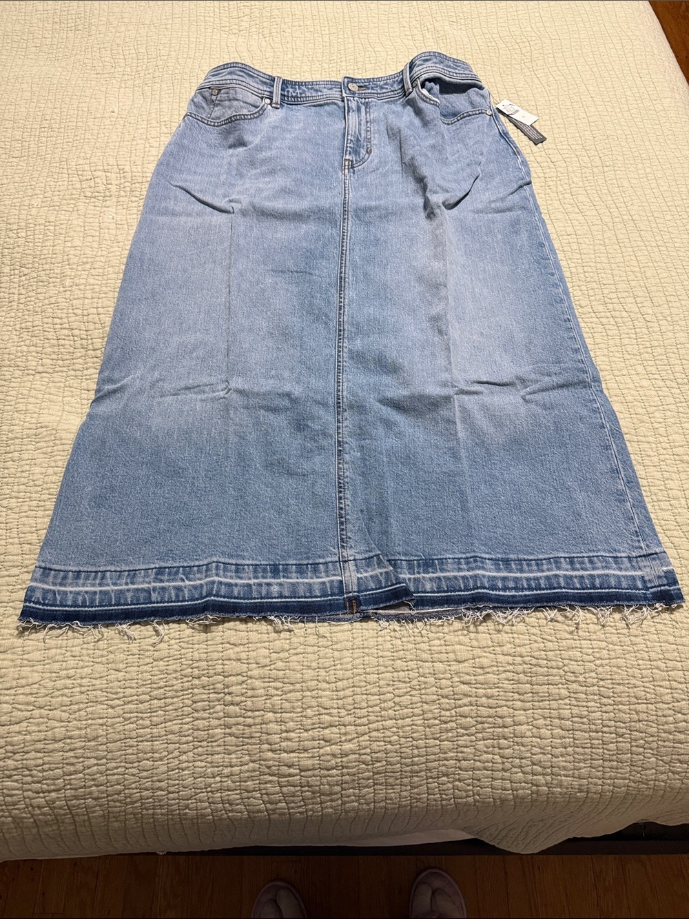 NWT Talbots Light Blue Denim A-Line Midi Skirt
